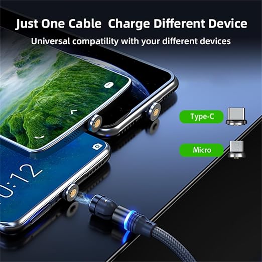 Magnetic Charging Cable 540° Rotation Magnet Phone Charger USB C Cable 3A Fast - Image 7