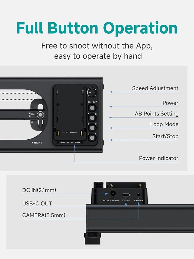 Accsoon Toprig Video Slider, Support APP-Video Mode/Time-Lapse/Loop Mode - Image 4