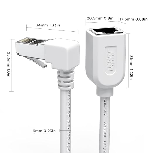 Right Angle Ethernet Extension Cable UPangle 1.5ft-White, 90 Degree CAT6 - Image 5