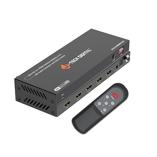 8K HDMI Switch 4 in 1 Out, 8K@60Hz 4K@120Hz 1080P@240Hz by J-TechDigital