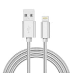 MFi Certified Metal Charger Cable 3.3FT Stainless Steel Braided Fast Charging by METZONIC