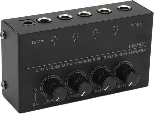 4-Channel Stereo Headphone Amplifier Ultra Low Noise + Power Adapter Perform by SENECESLI