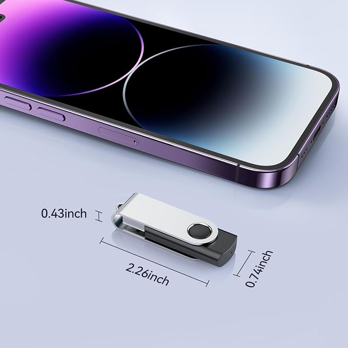 JUANWE 64GB USB Flash Drives 5 Packs, USB 2.0Thumb Drives Foldable 360°Swivel - Image 4