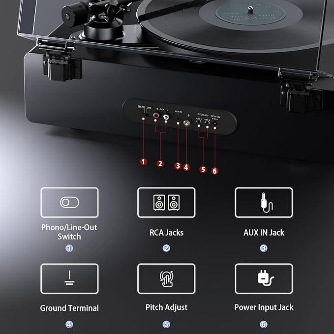 1 by ONE High Fidelity Record Player, All-in-One Turntable - Image 4