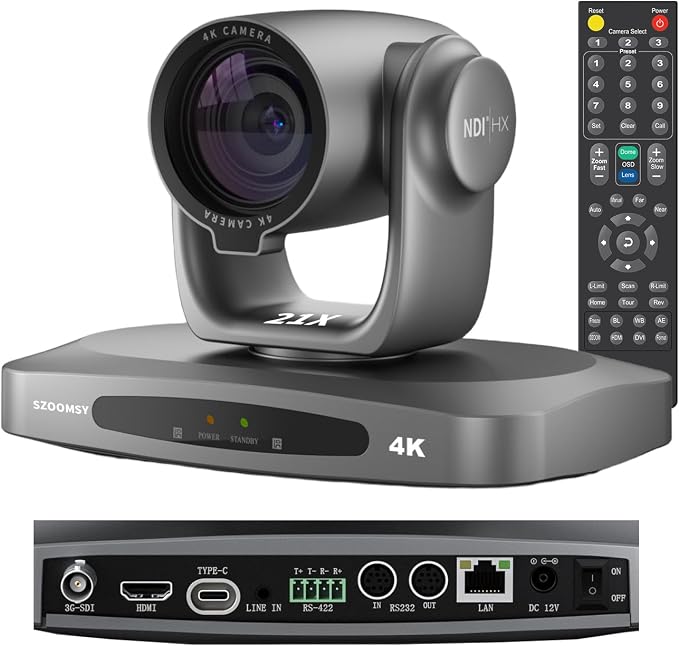 4K NDI PTZ Camera with AI Auto Tracking 21X Optical Zoom HDMI/SDI/USB 3.0/PoE/IP by SZOOMSY