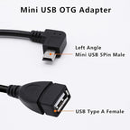 90 Degree Mini USB to USB A OTG Adapter Cable 5.5in Left Angle Mini USB 5-Pin - Image 2