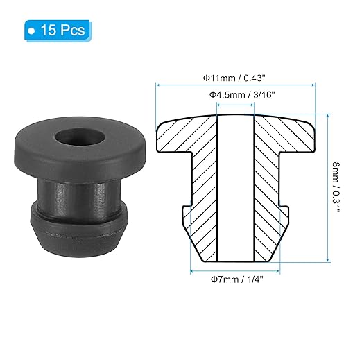 PATIKIL 7mm / 1/4 Inch Drill Hole, 3/16 Inch ID Rubber Grommets - Image 2