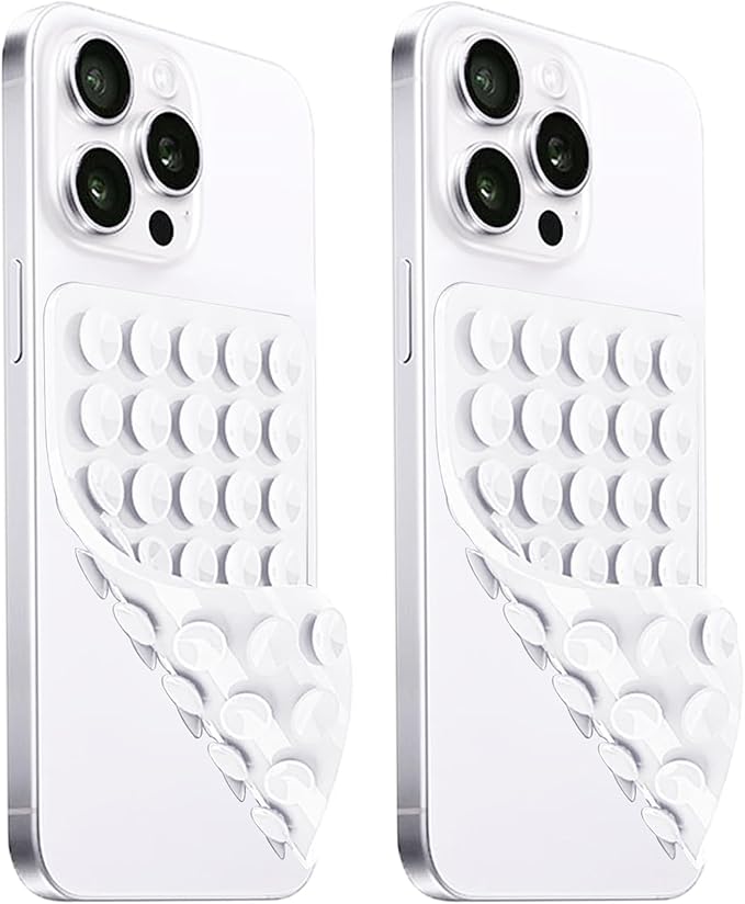 2 Pack Silicone Suction Cup Phone Case Mount Double Sided, Hands-Free Strong by LvShuLiangPin