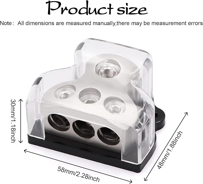 3 Way Power Distribution Block 1x 0 Gauge in 3X 4 Gauge Out Amp Power - Image 3