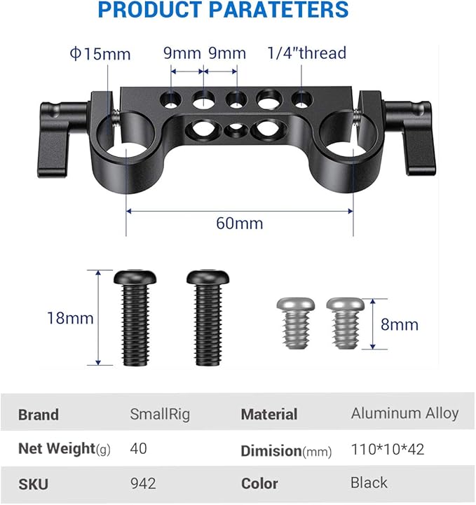 SmallRig Super Lightweight Railblock, 15mm Rod Clamp - Image 7