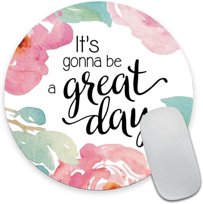 Mouse Pad, Inspirational Quote Floral Mouse Pad, Quote Great Day Mouse Pad by Armanza