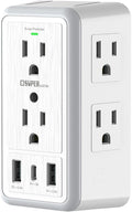 USB Wall Charger Surge Protector, Super Electro 6 Outlet Extender by Super+Electro