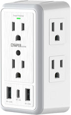 USB Wall Charger Surge Protector, Super Electro 6 Outlet Extender by Super+Electro