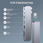 BHHB USB C Hub Adapter for MacBook Pro Air Docking Station 8-in-2 for Mac Book - Image 2