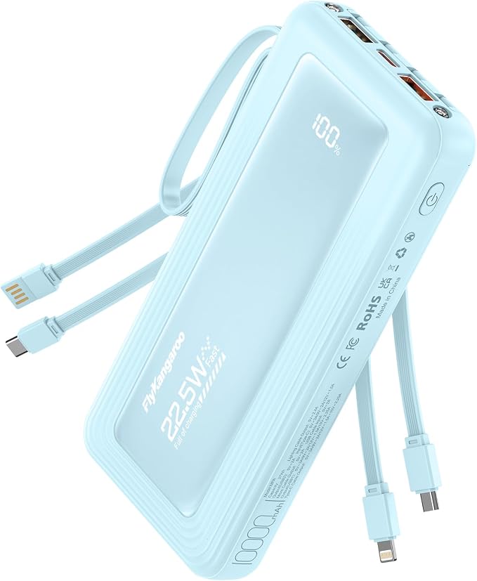 Portable Charger with Built in Cables, Slim 10000mAh Fast Charging 22.5W Power by Unknown