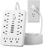 15 FT Flat Plug Surge Protector Power Strip, 11 Multiple AC Outlets by Unknown