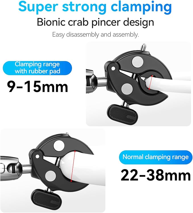 Duall Ball Clamp Mount for Stick Pole Mounting on Bike Bicycle Motorcycle - Image 3