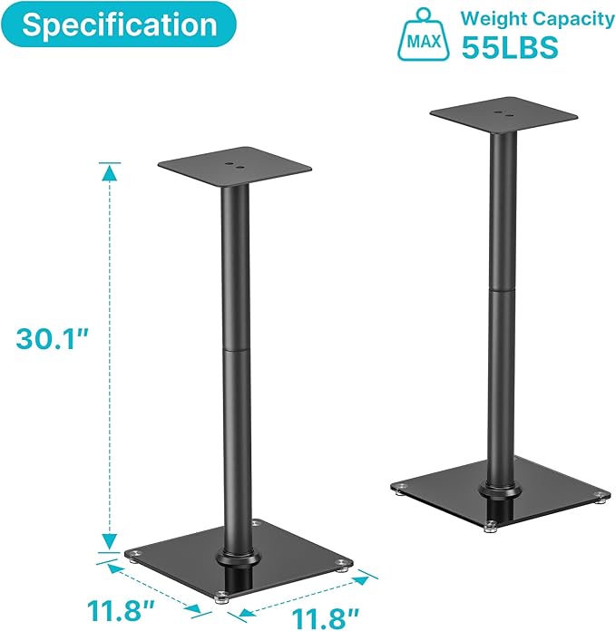 Speaker Stands Pair for Surround Sound, 55 LBS Capacity, 30.1 inch Floor - Image 9