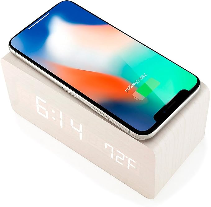 OCT17 Alarm Clock with Qi Wireless Charging Pad Compatible with iPhone Samsung by OCT17