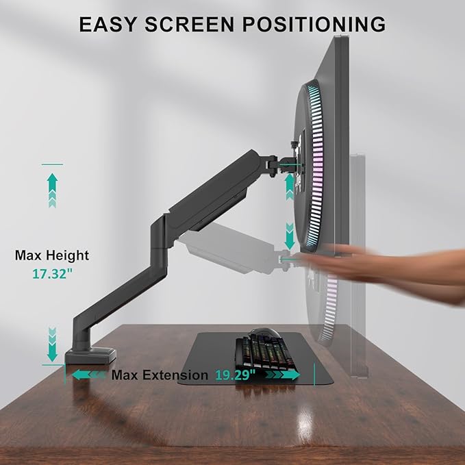 WALI Single Monitor Mount for 13-34 inch Screens, Adjustable Single Monitors Arm - Image 6