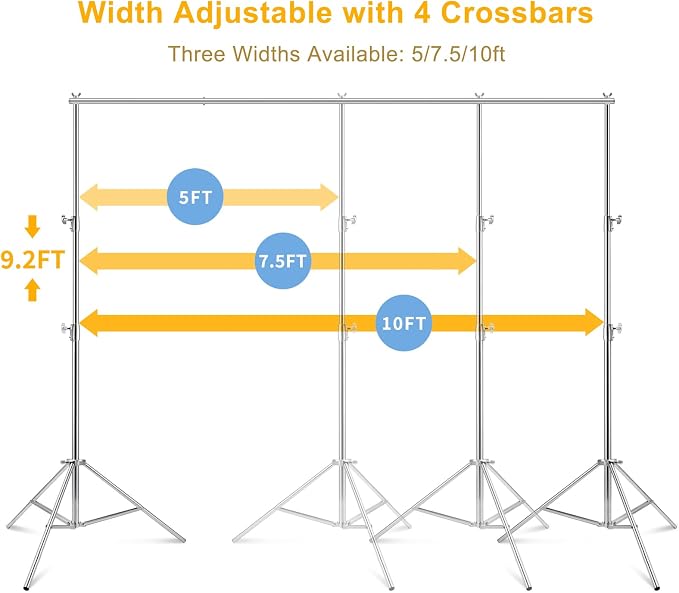 9.2 x 10 Ft Stainless Steel Backdrop Stand Heavy Duty, MSKIRA Adjustable - Image 2