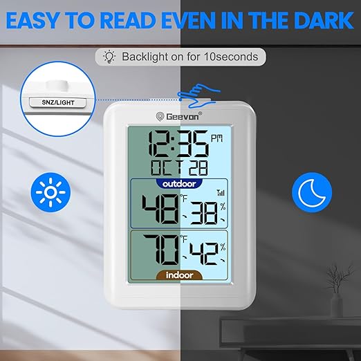 Geevon Digital Hygrometer Indoor Outdoor Thermometer Wireless - Image 5