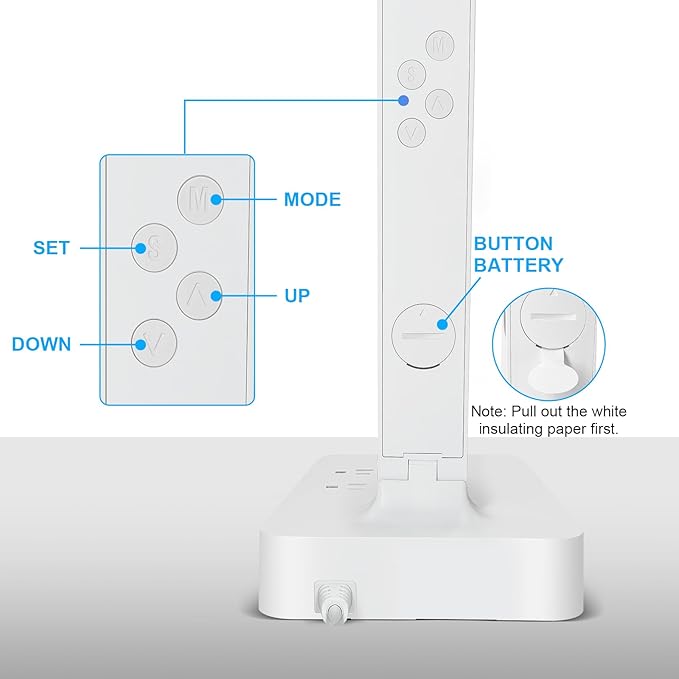 Smart Desk Lamp with Dual USB Charging & 2 AC Outlets, Digital Clock, - Image 7