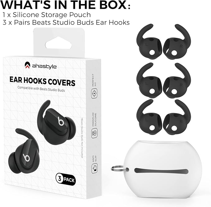 AhaStyle 3 Pairs Beats Studio Buds Ear Hooks Anti-Slip Ear Covers Silicone - Image 7