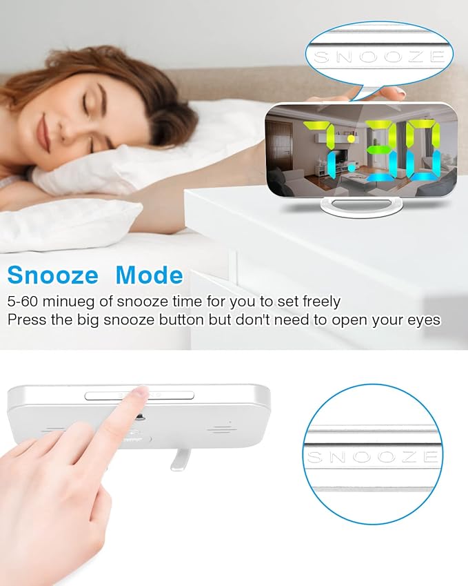 SZELAM Digital Alarm Clock, LED RGB Colorful Clocks, - Image 6