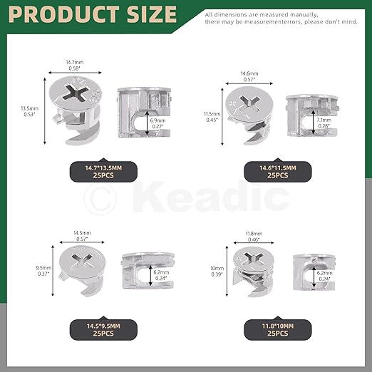 Keadic 100 Pcs 4 Sizes Cam Locks - Image 2