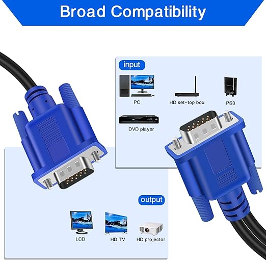 PASOW VGA Splitter Cable 1 Male to 2 Male Dual Monitor Y Adapter 1080P Full HD - Image 3