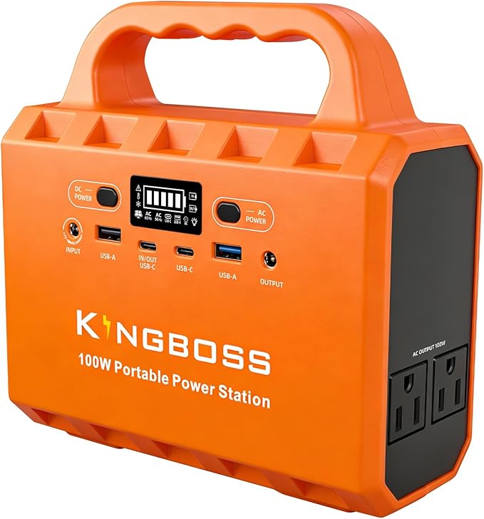 KINGBOSS 100W Portable Power Station, 96Wh LiFePO4 Battery Small Generator by Kingboss