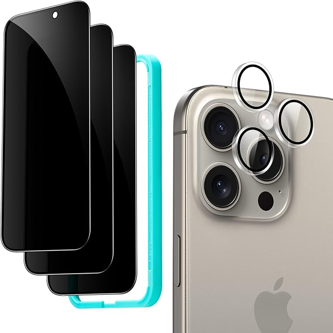 ESR 3+1 Pack for iPhone 15 Pro Max Privacy Screen Protector Set, Anti-spy by ESR