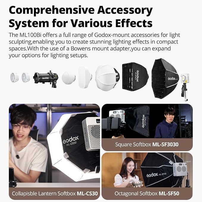 Godox ML100Bi Bi-Color LED Video Light, 120W 34300Lux@1M CRI 97+ TLCI 98+ - Image 7