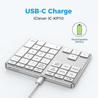 iClever KP10 Bluetooth Number Pad, Dual Device Connection, 34 Keys Ultra-Slim - Image 3
