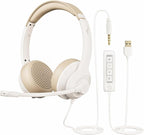 USB Headset with Microphone for PC, On-Ear Computer Laptop Headphones with by JIAMQISHI
