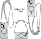 for iPhone 15 Case with 62.99 inch Lanyard, Classic Clear&Gray Magnetic Phone - Image 2