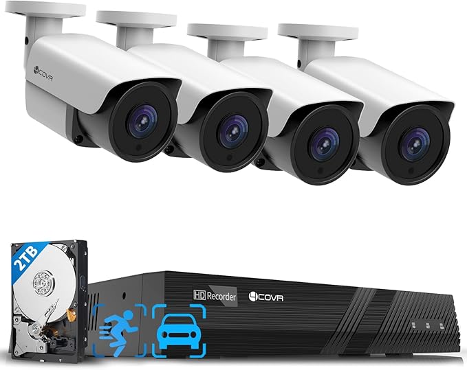 4COVR Wired Security Camera System, 8CH 8MP H.265 Ultra HD NVR 2TB HDD by 4COVR