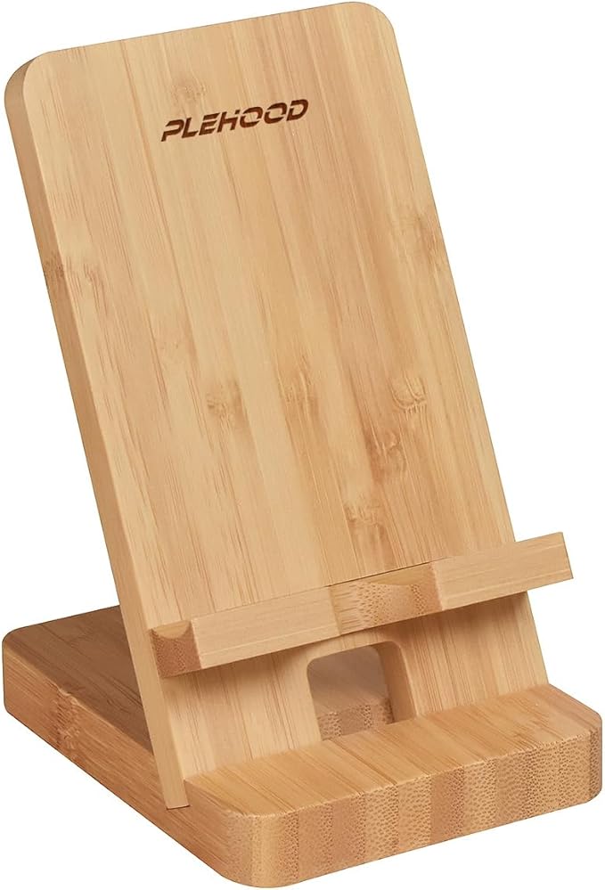 Wood Phone Stand, Desktop Wooden Phone Holder, Portable Office Phone Stand by PLEHOOD