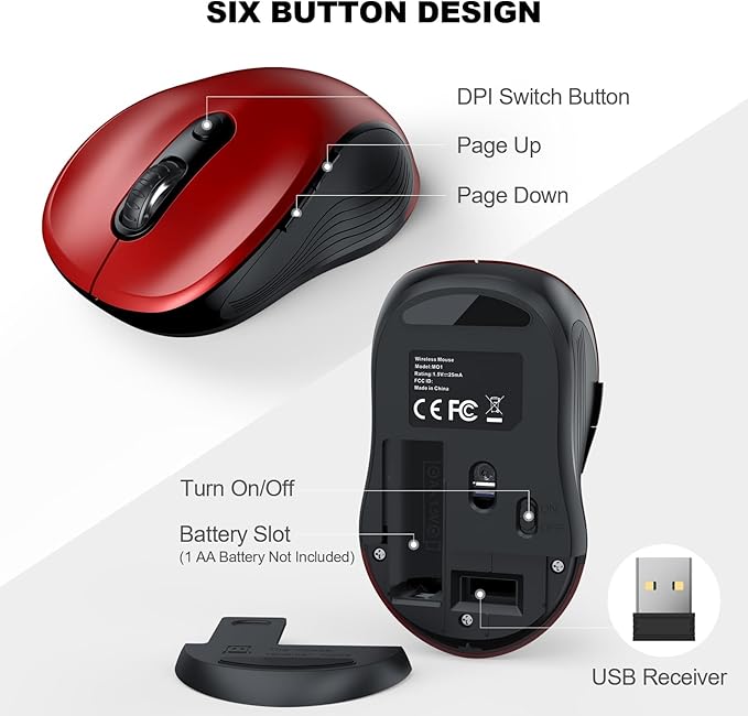 WisFox 2.4G Wireless Mouse for Laptop, Ergonomic Computer Mouse - Image 5