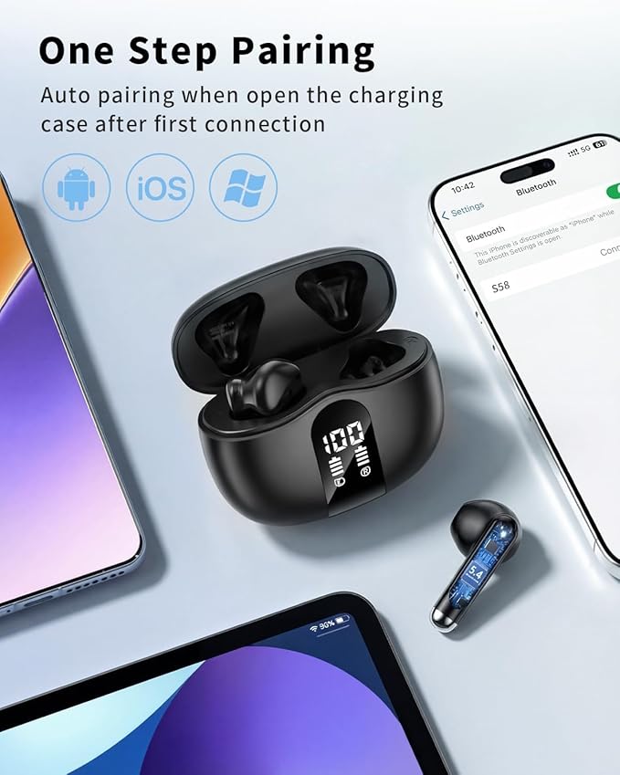 XIAOWTEK Wireless Earbuds, 2026 Bluetooth 5.4 Headphones Bass Stereo Ear Buds - Image 5