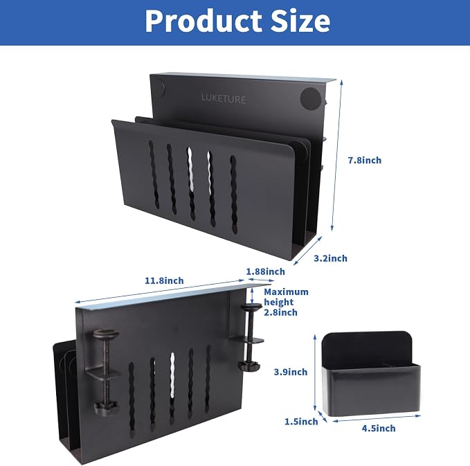 LUKETURE Laptop Holder, Steel Desk Side Storage, No Drill Standing Desk - Image 2