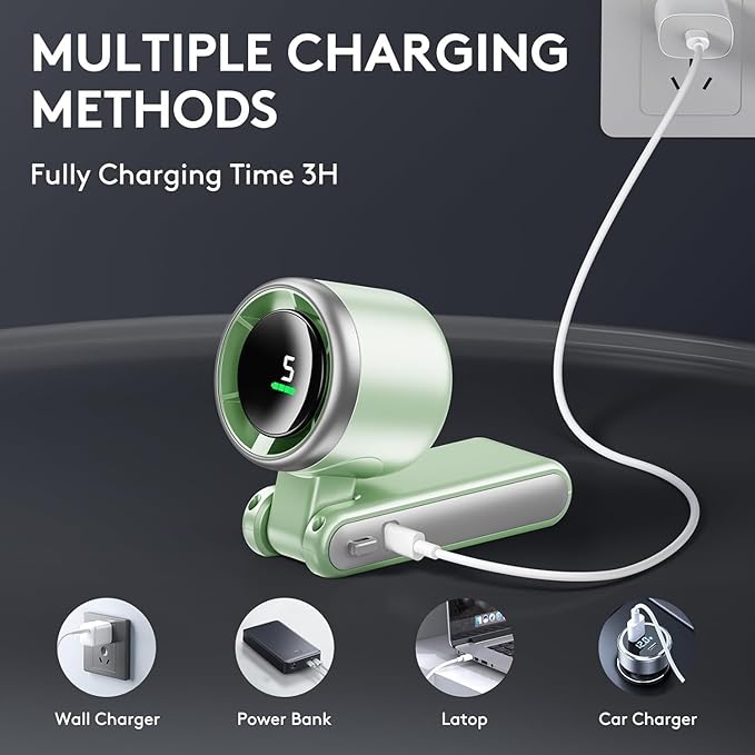 Portable Handheld Turbo Fan, 5 Gear Wind, Battery Operated, 3 IN 1 Hand Fan - Image 6