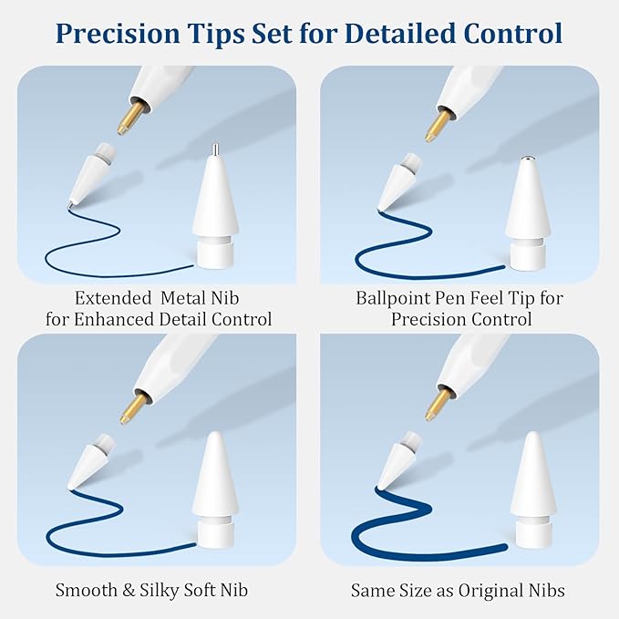 Upgraded Replacement Tips for Apple Pencil 2nd Generation/1st Gen/USB-C & Apple - Image 8