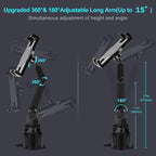 Cup Holder Car Tablet Mount for Truck, 360° Adjustable 15" Long 2-Arm Stand - Image 4