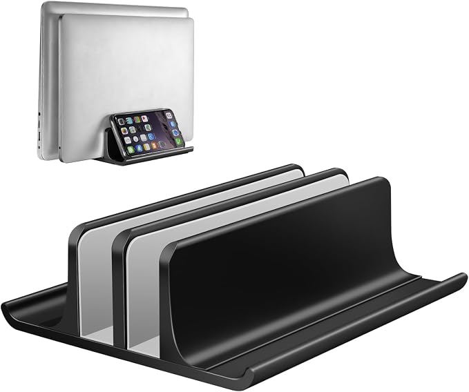 Vaydeer Double Adjustable Vertical Laptop Stand Newly Designed 2 Slots Aluminum by Vaydeer