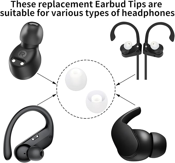 Earbud Replacement Tips Silicone Earbud Tips Fit Most in-Ear Earbuds Headphone - Image 3