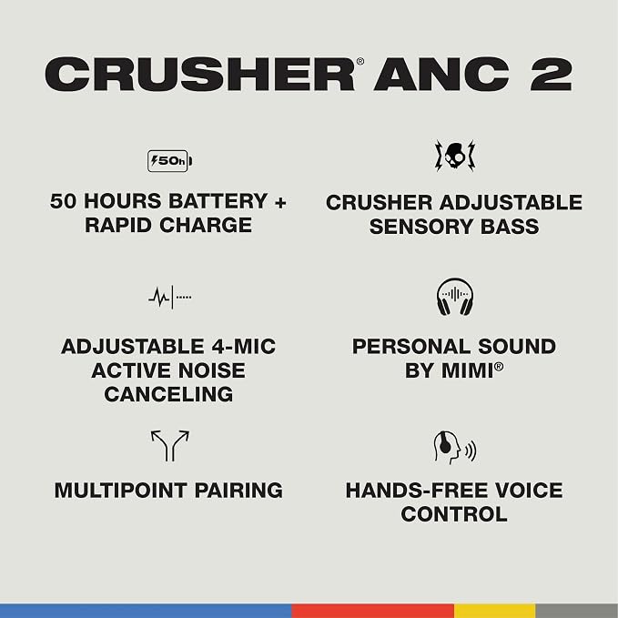 Skullcandy Crusher ANC 2 Over-Ear Noise Canceling Wireless Headphones - Image 4