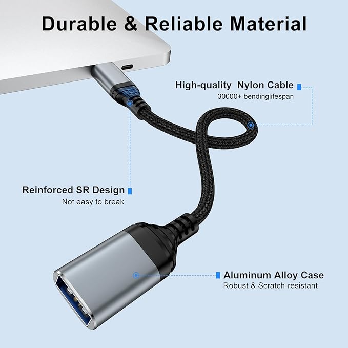 USB C to USB 3.0 Adapter, Type C Male to USB Female OTG Cable 5Gbps Data - Image 4