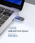 128GB USB 3.0 Flash Drive, Waterproof Metal USB Memory Stick, Slim Thumb Drive - Image 3
